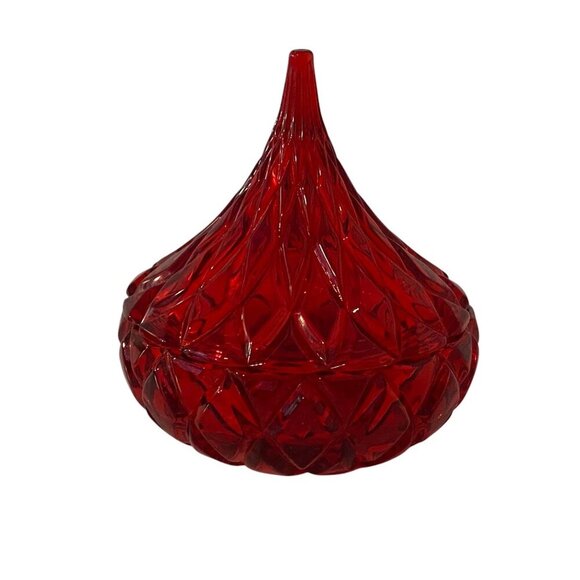 Vintage Shannon Designs of Ireland Lead Crystal Red Glass Candy Dish With Lid - Picture 1 of 12